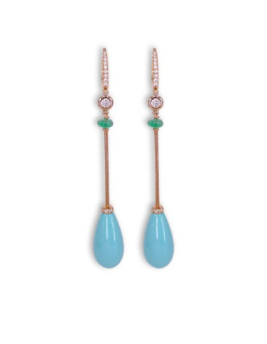 Long gold earrings with multicoloured stones: A touch of glamour