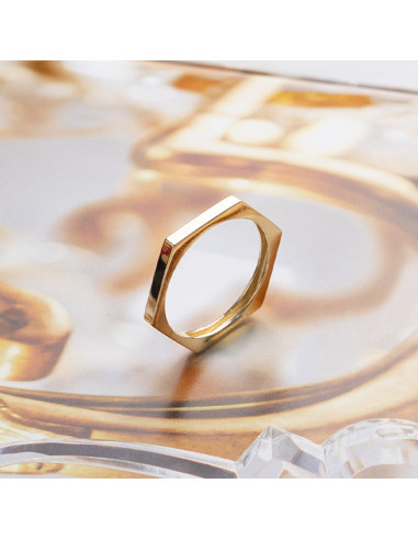 Anillo Hexagonal Oro Amarillo: Geometría Perfecta para tu Estilo