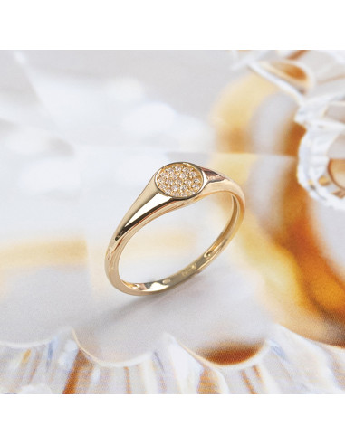 Yellow Gold Zirconia Seal Ring ‘Sara’ - Elegance