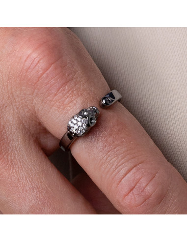 Gold ring, ruthenium. Unlimited Elegance with Black Diamonds