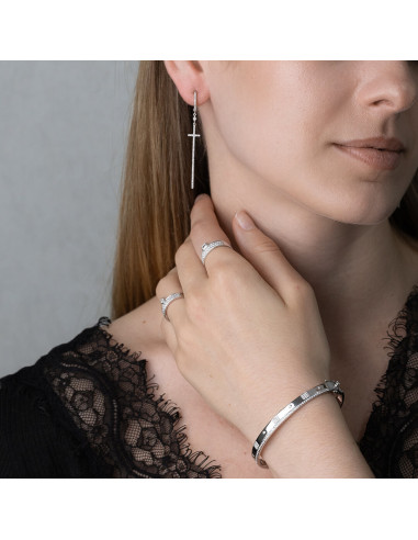 Look “Glamira” White Gold And Diamonds - Bracelet + Earrings + Rings