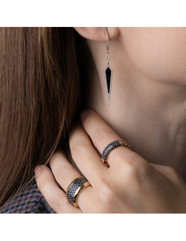 Look Eclipse Rose Gold Diamonds and Onyx - Earrings + Rings