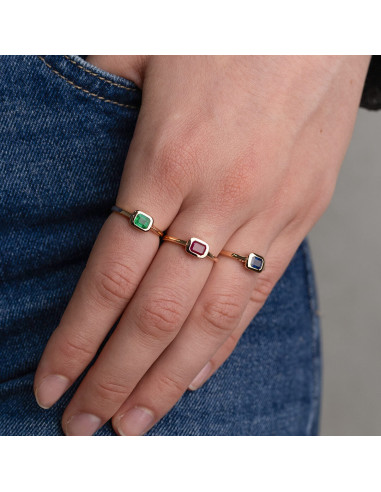 Look ‘Beloved’ Rings Emerald Ruby and Sapphire - 3 Rings