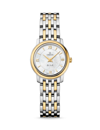 Reloj OMEGA De Ville Prestige para Mujer: Nácar Blanco y Oro Amarillo