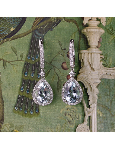 'LINDA' EARRINGS IN GOLD, AQUAMARINE AND DIAMONDS