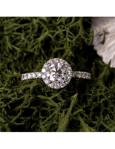 White gold halo diamond engagement ring