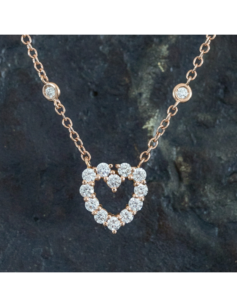 Corazón de Diamantes: Gargantilla Oro Rosa | Elegancia Pura PR Joyeros