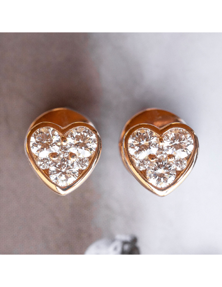 Rose Gold Diamond Heart Earrings | Pure Elegance PR Jewellers