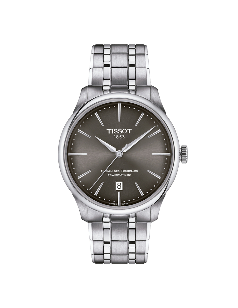 Tissot Chemin des Tourelles: Timeless elegance in grey.