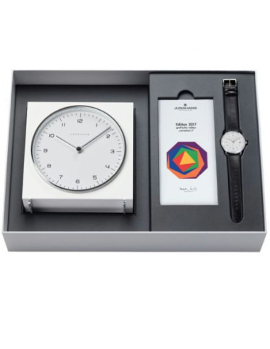 JUNGHANS MAX BILL 2017 EDITION CLOCK GIFT SET ALARM J.363/2715.00