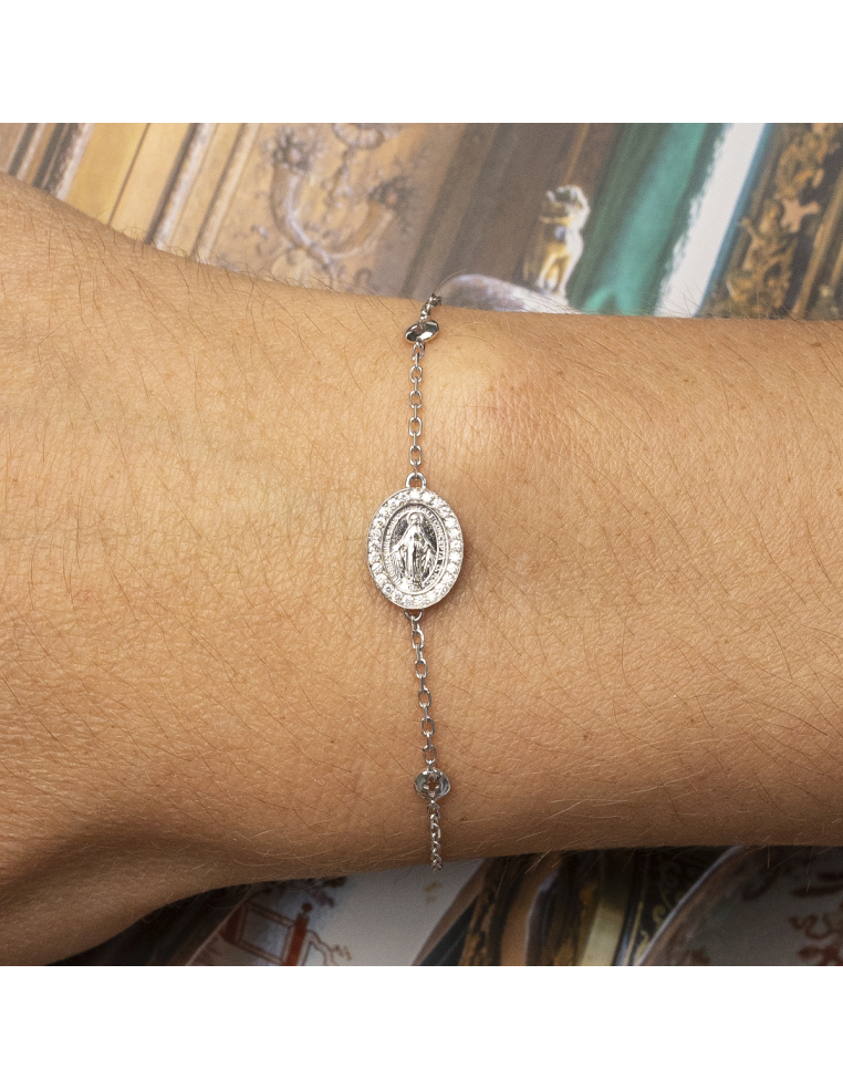 Regalo Perfecto: Pulsera Virgen Oro Blanco Diamantes | PR Joyeros