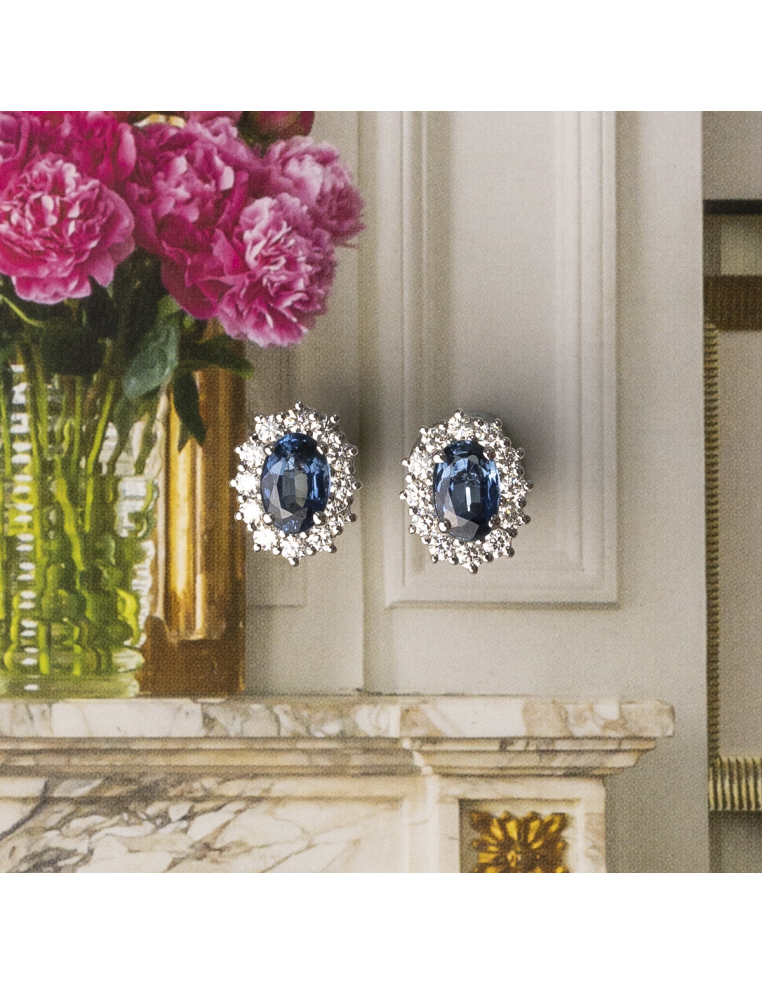 Sapphires and Diamonds: Luxury Earrings in White Gold