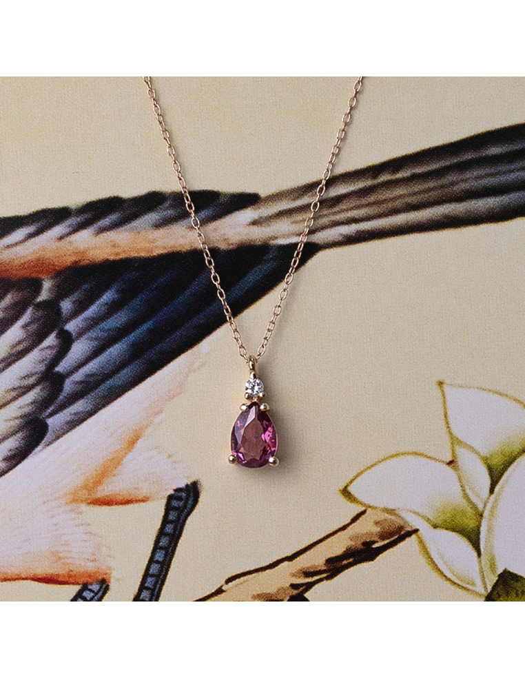 18Kt Yellow Gold Rhodolite Diamond Necklace | Luxury Jewellery