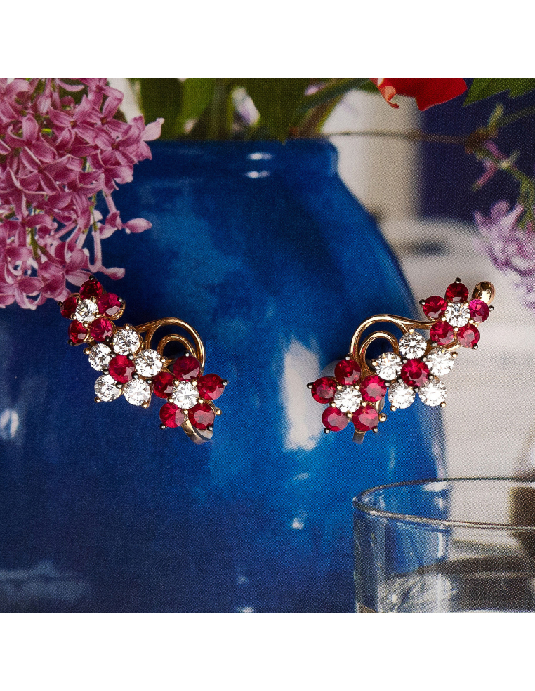 Rubies and diamonds climbing earrings: a fashion statement