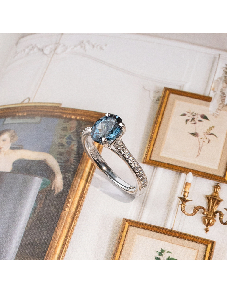 White Gold London Blue Topaz Ring | Timeless Elegance