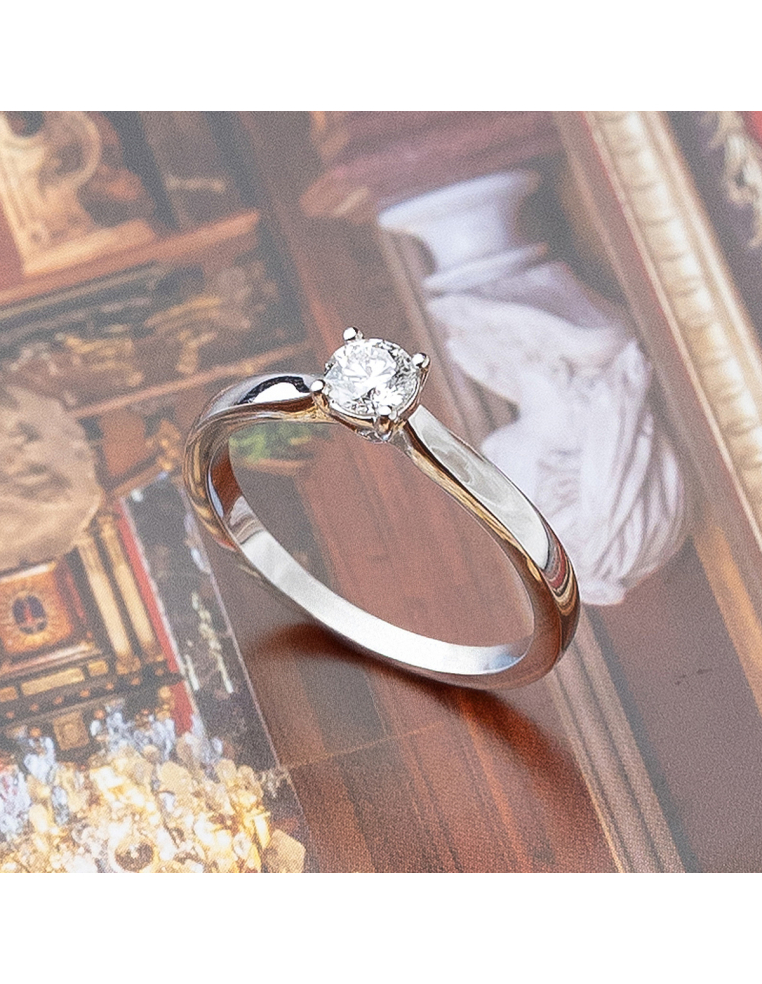 Solitario Diamante Oro Blanco | Anillo de Compromiso | Joyería Elegant