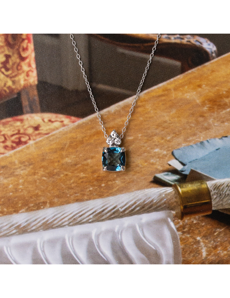 London Blue Topaz White Gold Necklace | Blue Elegance