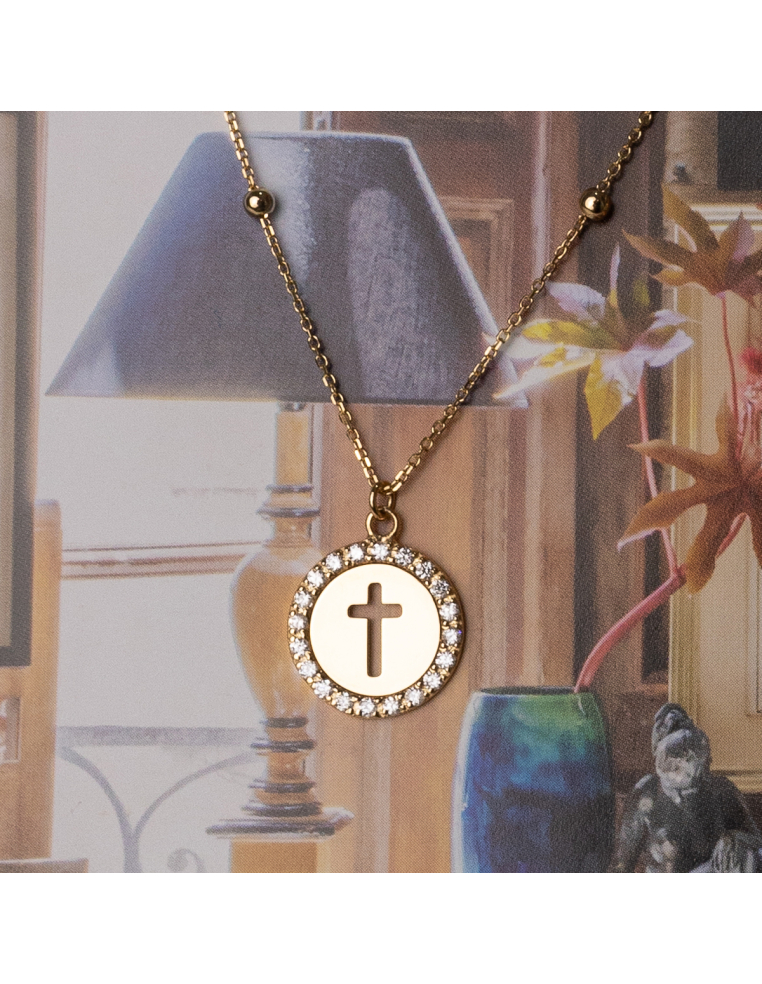 Yellow Gold Cross Diamond Necklace | Elegance and Faith PR Jewelers