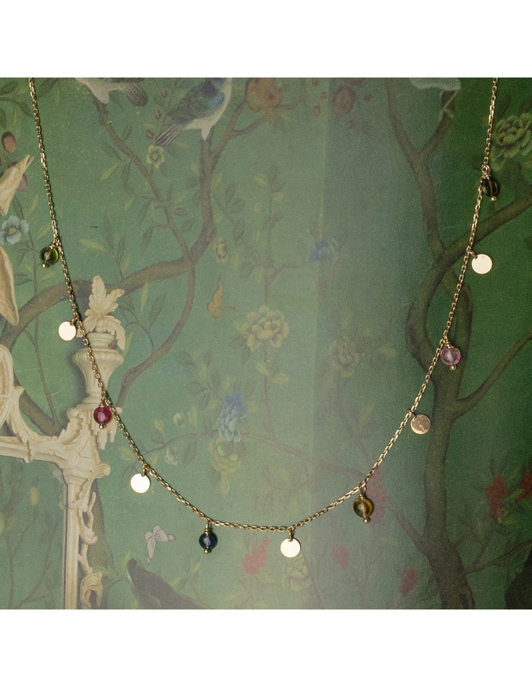 Colored gemstones gold necklace | Spectrum of Color.