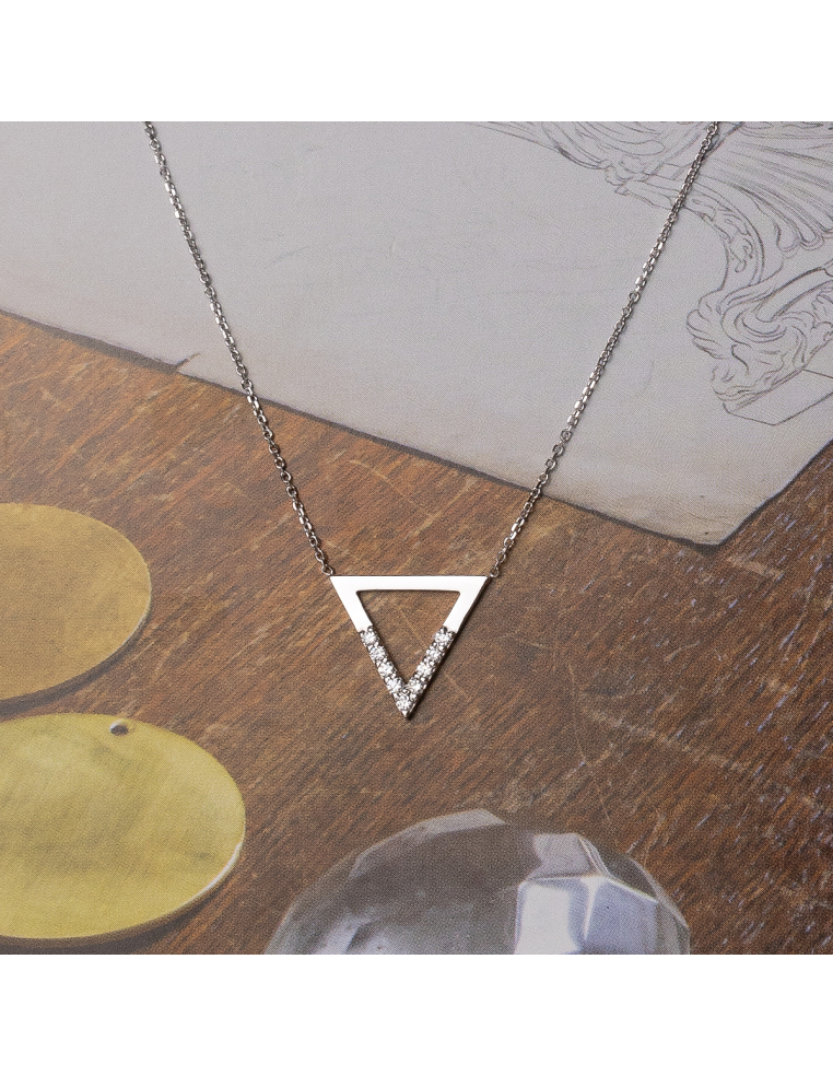 White gold necklace with diamond triangle | Triangle of Light