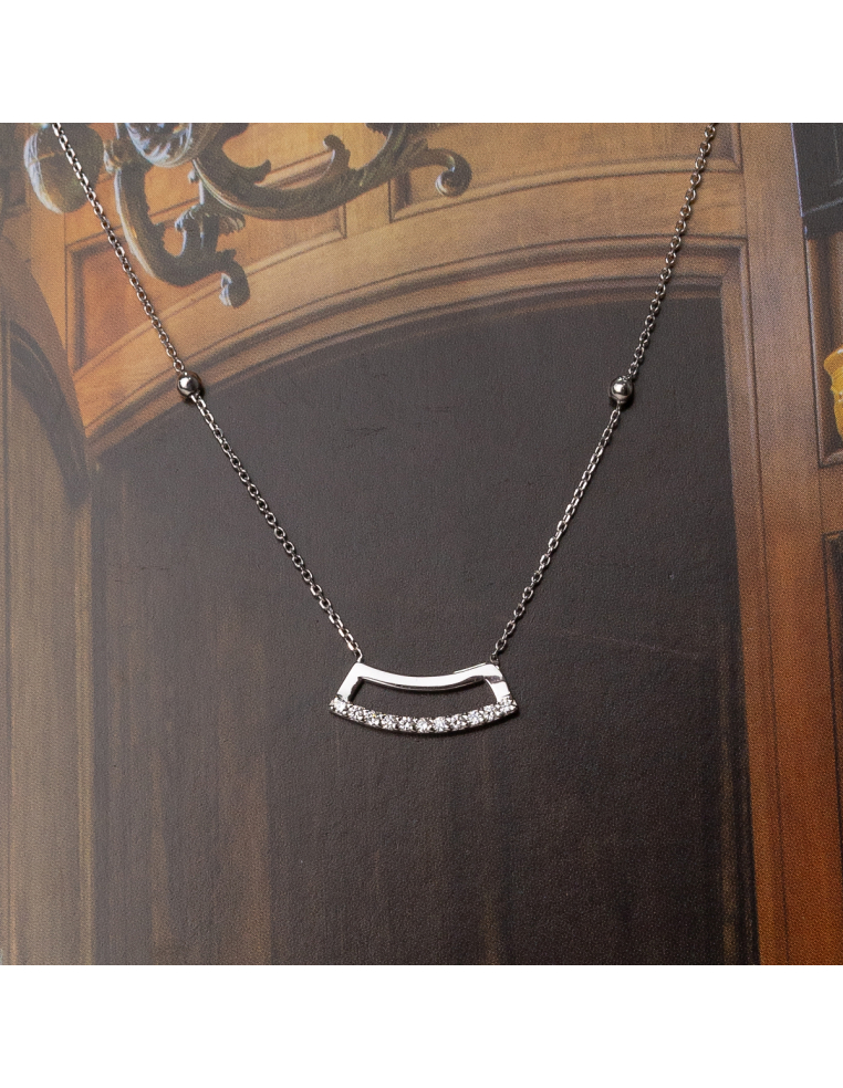 White gold necklace with curved design | Curved Elegance