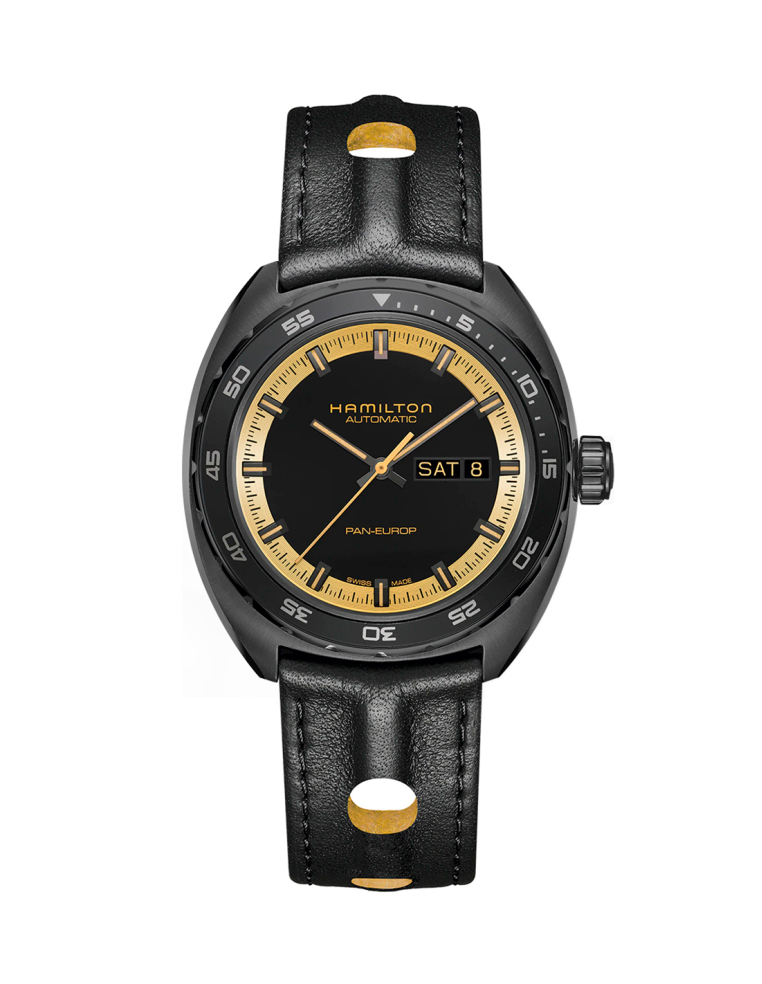 Hamilton Pan Europ Black & Gold: Cine y elegancia en tu muñeca.