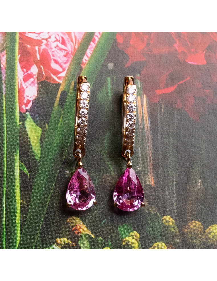 Pendientes de Oro Rosa con Zafiros y Diamantes | PR Joyeros