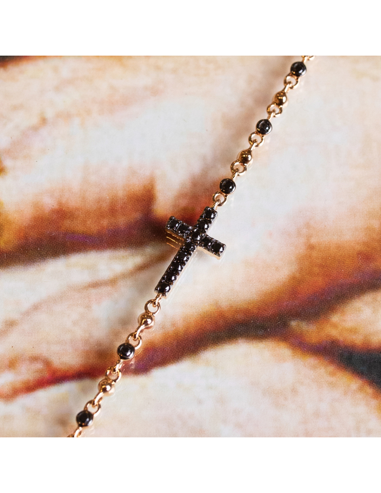 Gold bracelet with two-tone diamond cross - Sophistication and style