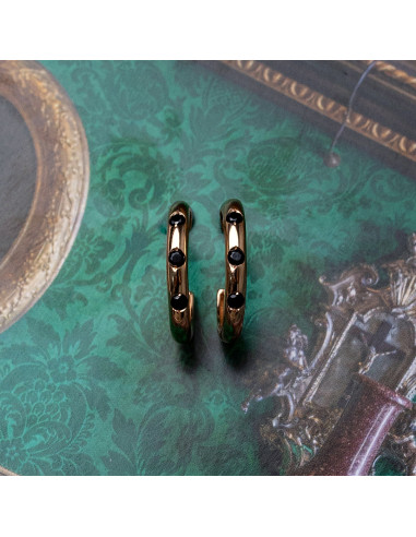 Gold hoop earrings with spinel: Timeless elegance for women