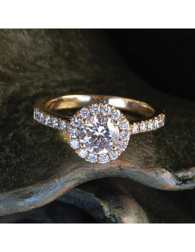 Halo Rose Gold Diamond Engagement Ring | Luxury Jewellery